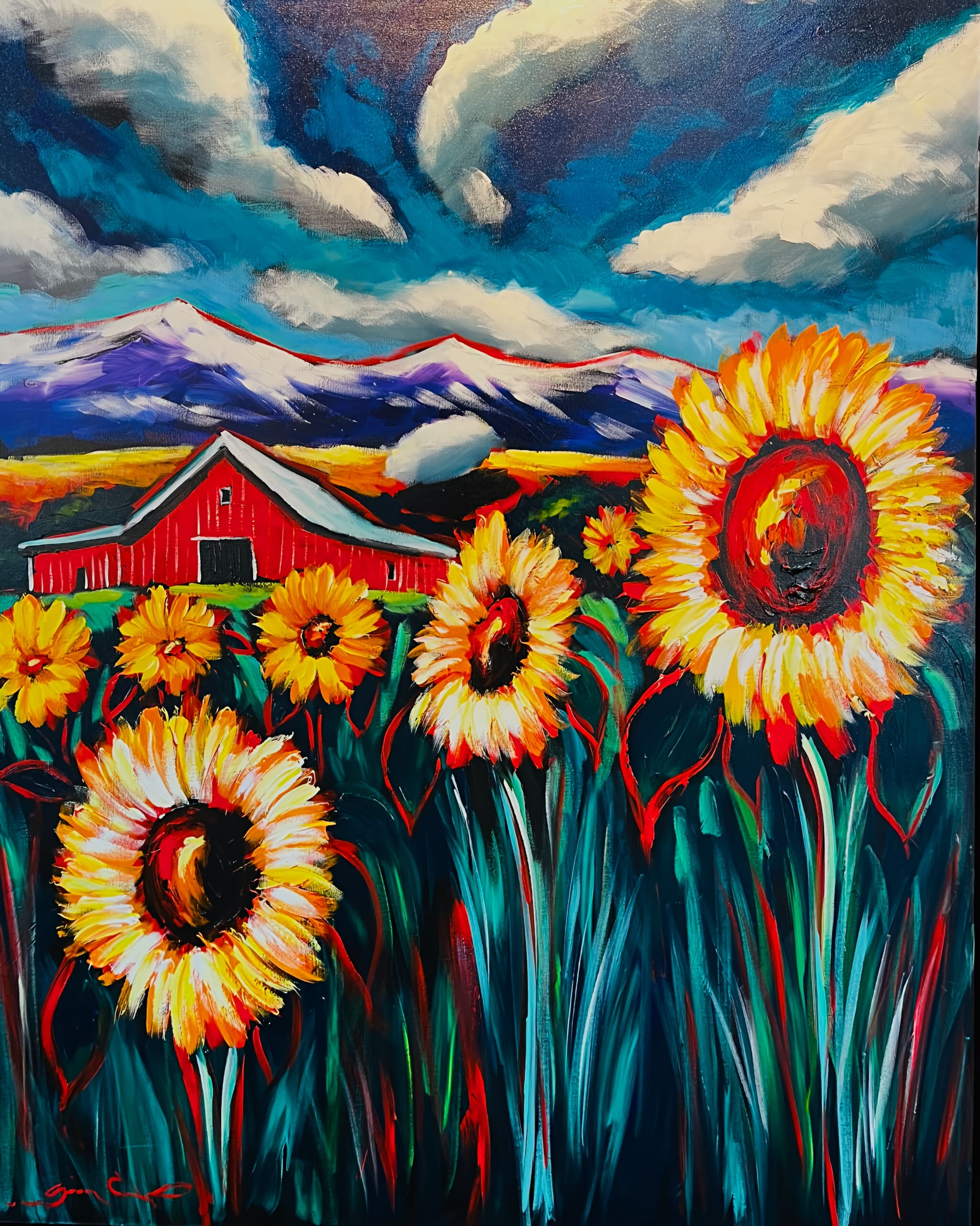 Sunflowers At The Barn